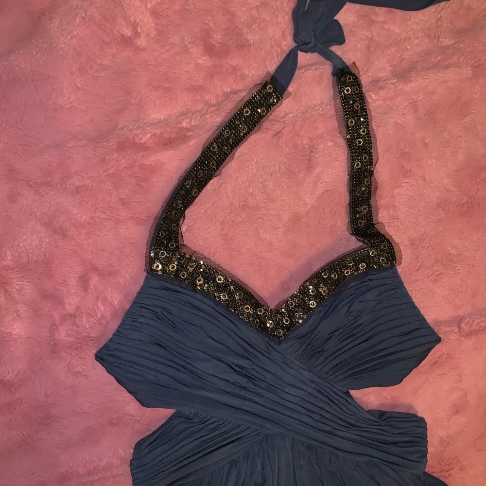 Gorgeous navy BCBG cocktail dress w/ side cutouts - Picture 2 of 8